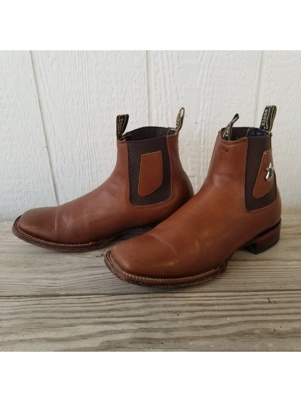 Los Altos Botin Charro Mens Belmont Brown Leather Goring Ankle Boots 7.5